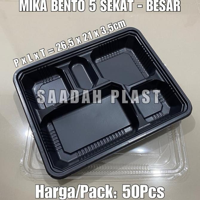 Disposizioni- (Isi 50) Mika Bento 5 Sekat Besar / Tray Bento / Box Nasi Kotak Makan