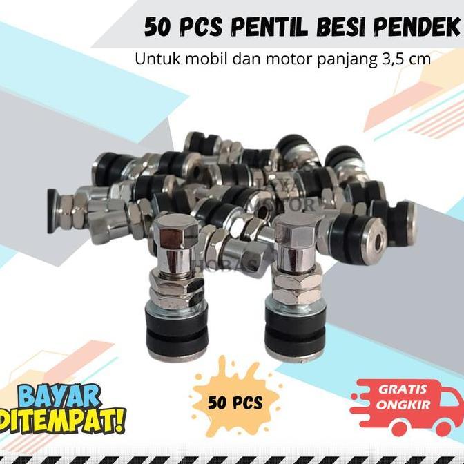 ISI 50 PCS Pentil Tubles Besi Croom Pendek Variasi Pentil Tubles Besi Pendek Pentil Besi Motor dan M