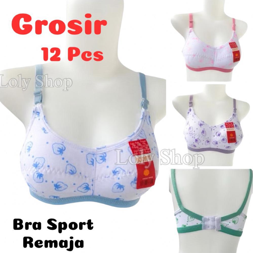 Flash Sale 12 Pcs Sport Bra Abg Full Print Bh Remaja / Pelajar Grosir Lusinan Kekinian