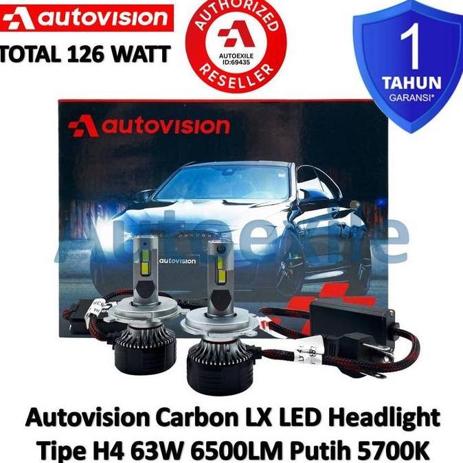 Ready Stock Autovision Carbon Lx Led Headlight H4 12V 63W Putih 5700K Lampu Depan Mobil High Beam Lo
