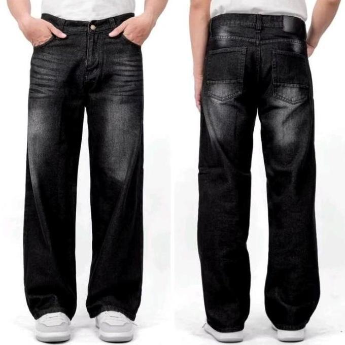 celana panjang baggy pants cowok celana jeans panjang pria celana baggy pants Korean Denim Basic Nya