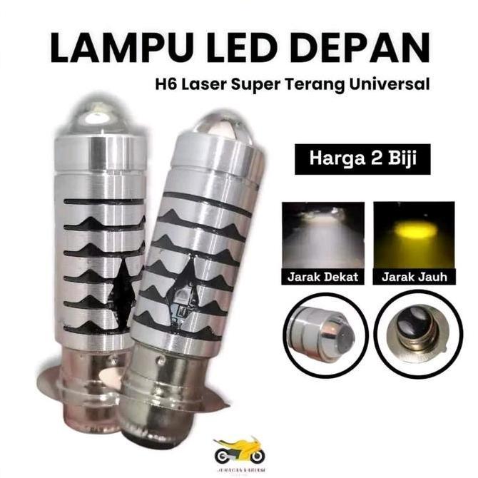 Lampu Utama Lampu depan LED H6 Laser Plus Senja Hi low Putih Kuning AC DC 2PCS Vario old Jupiter Z S