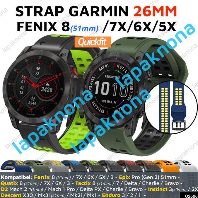 NEW QUICKFIT 26MM STRAP GARMIN FENIX 8 51MM 7X 6X 5X 3 HR PLUS PRO  / INSTINCT 2X 3 50MM / QUATIX 7X