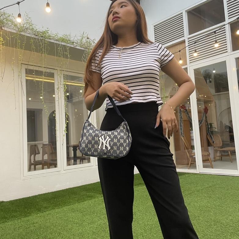 Diskont [Bisa Cod] Tas Mlb Ny Jacquard Hobo Bag Monogram / Tas Bahu Ny Mlb / Tas Selempang Ny Mlb / 