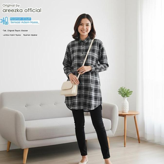 Kartika Tunik Motif Kotak kotak Katun Rayon Adem Size Lengkap