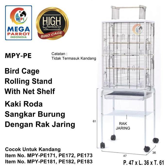 Kaki Roda Kandang Atau Sangkar Burung Dengan Rak Jaring MPY-PE