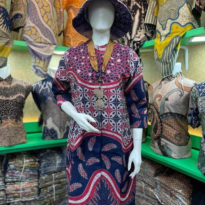 Batik Tunik Model Kancing Depan Motif Kawung Bahan Doby Premium