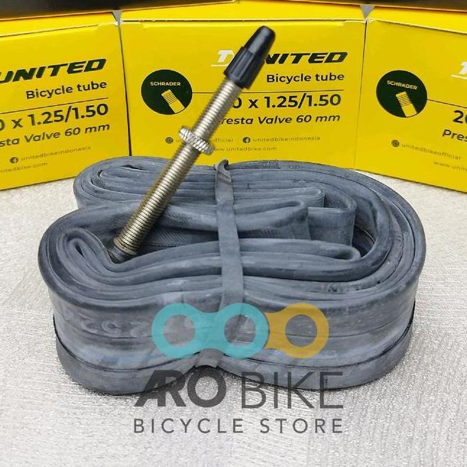 Ban dalam sepeda United 20 x 1.25/1.50 Presta valve FV 60mm pentil kecil ban dalam sepeda lipat mini