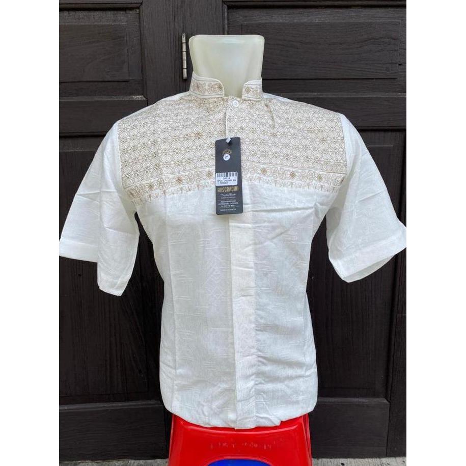 Baju Koko Pria Dewasa Hasgradini Katun Jaguar Motif Dada / Baju Muslim Pria Premium