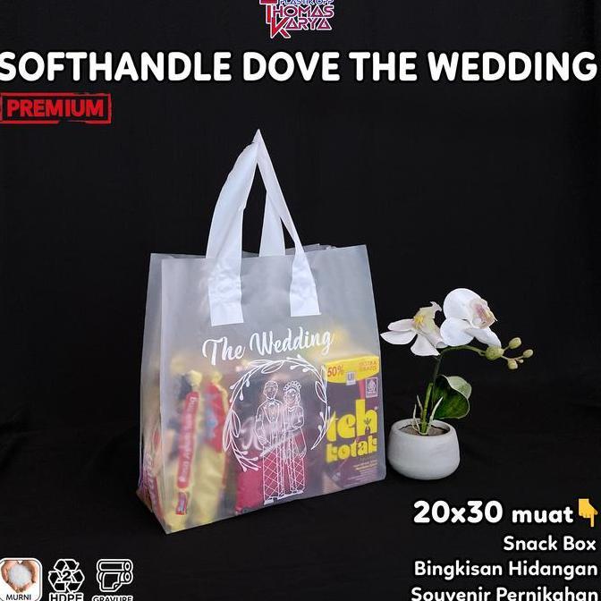 Plastik Soft Handle THE WEDDING 20x30 Isi 50 Tas Bingkisan Hidangan Hajatan