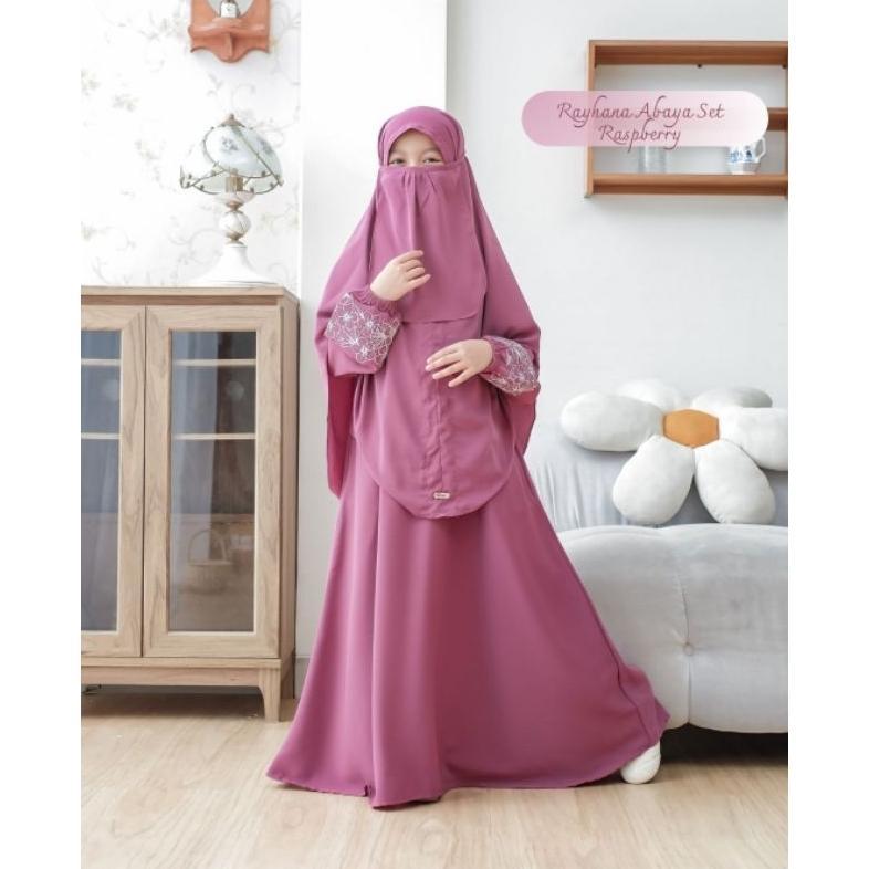 Termurah Umma.Daily | Rayhana Abaya Set | Gamis Bordir Set Bergo Free Cadar | Gamis Anak Perempuan U