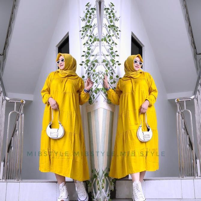 MIB Style - Midi Dress Tunik Polos Rayon Wanita Muslimah Nyaman
