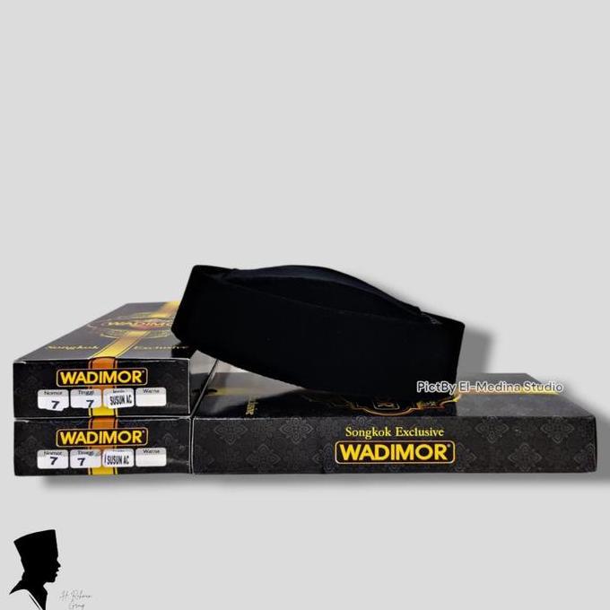Wadimor Peci Kopiah Hitam Motif Susun Ac Tinggi 6cm 7cm 8cm 9cm 10cm Muslim Songkok Dewasa Bordir