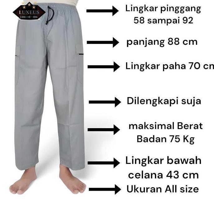 Celana Sirwal Panjang Hitam Pria Dewasa Jumbo Kain Katun Koprang Untuk Solat Silat Daleman Jubah Haj