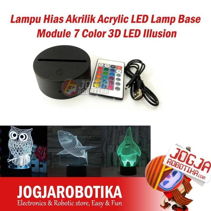 NARBU Lampu Tidur Lampu Hias Akrilik LED Lamp Base 7 Color 3D LED Illusion Tatakan Lampu LED Akrilik