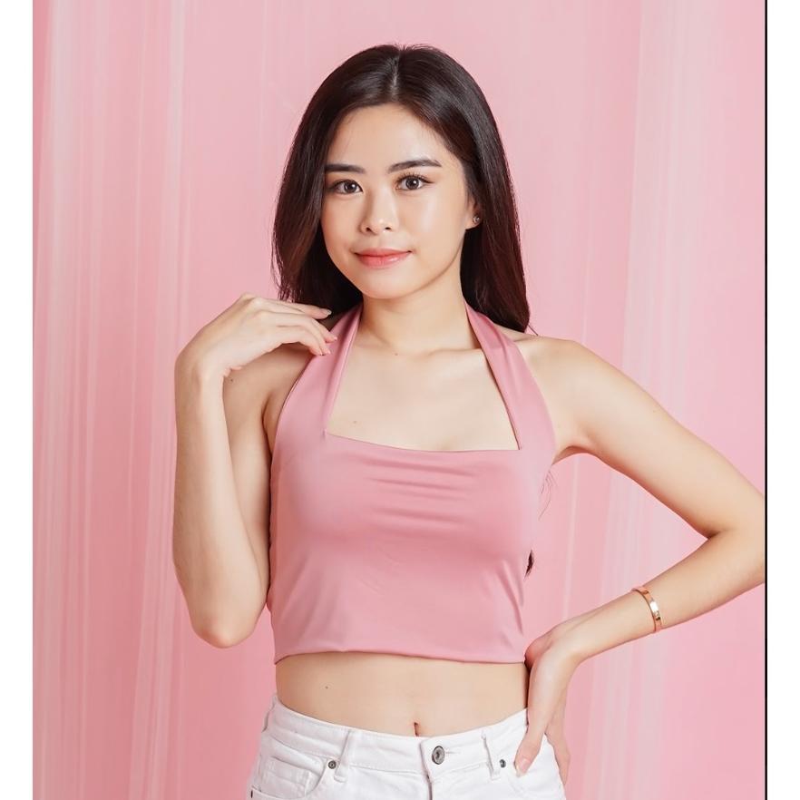 Discount MODAVIE - BELLE HALTER TOP Tanktop Korea Crop Top Korean Halter Tank Top