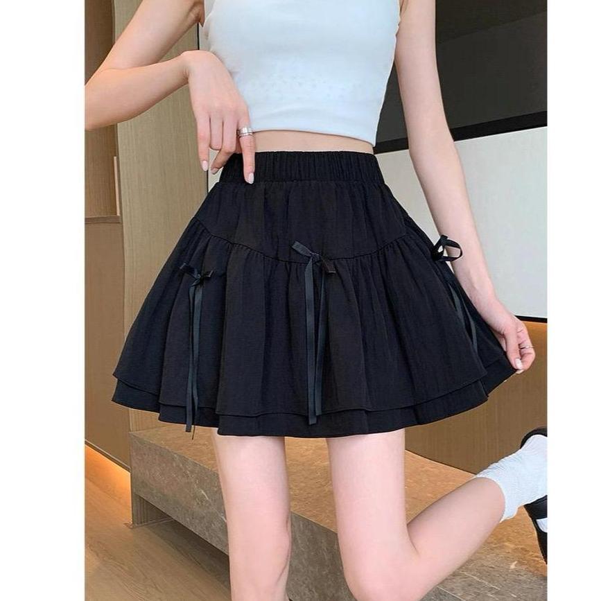 BESTPROMO DF - Rok RAINBOW Mini Skirt Susun Pendek / Rok Wanita Pendek Korean Style