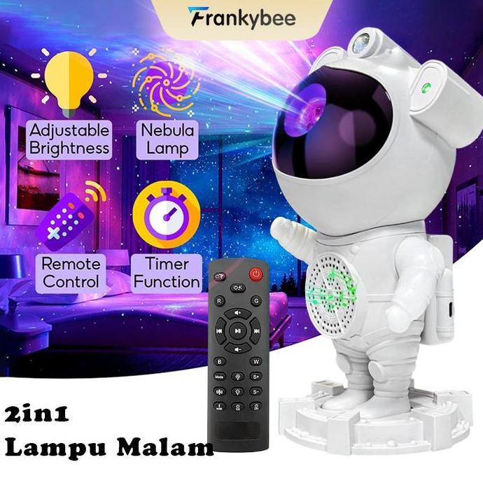 LEXSA1 Frankybee 2in1 Proyektor Galaxy Astronot Lampu Astronaut Aurora Lamp Speaker Malam Bintang Ne