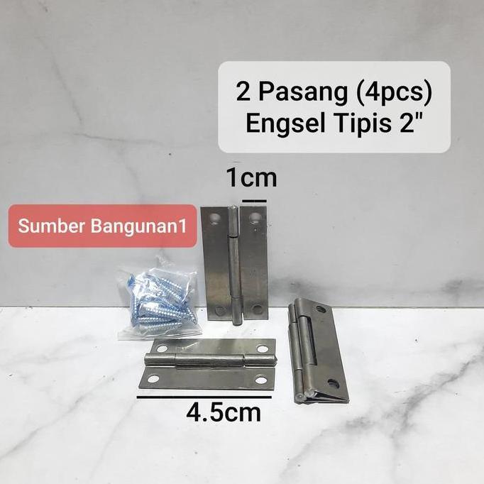 Engsel Tipis kecil 2" (4pcs) engsel peti lemari pintu 2 inch papan