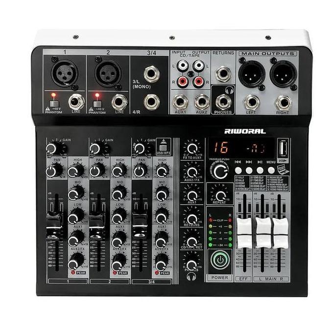 XARIELTA KP4 Mixer Usb 4 Saluran Konsol Mixer Audio Mini Keluarga KTV 48V USB/BT Efek Rekam