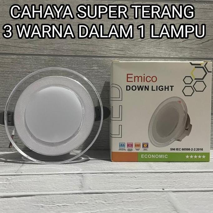 EMICO DOWNLIGHT LAMPU LED 6 Watt 3 Warna Panel Light Extrabright SNI