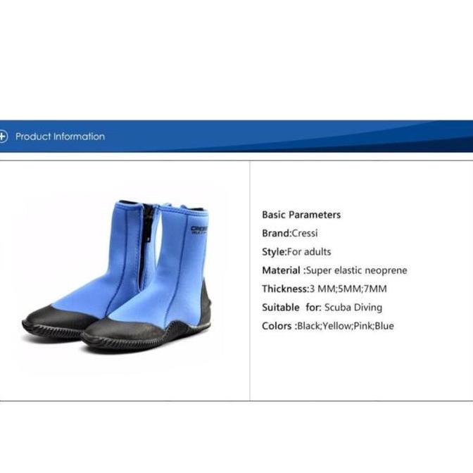 Booties Cressi High ISLA TITAN For Diving BLUE 3mm/ Peralatan Selam / Sepatu Selam / Sepatu karang /