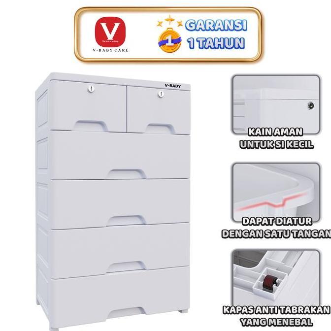 V-Babycare Lemari Plastik , Kotak Tempat Penyimpanan Mainan, Loker Lemari Vbaby-T1