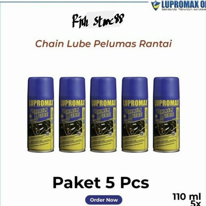Lupromax Chain Lube Pelumas Rantai Serbaguna 110 Ml Paket 5 Pcs