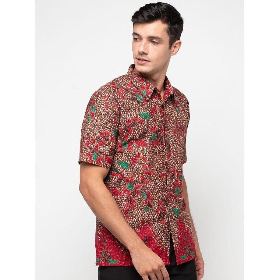 NEW ARJUNA WEDA HEM BATIK PRIA MOTIF SISIK IKAN - BODY FIT | BAHAN KATUN | LENGAN PENDEK | KANTONG D