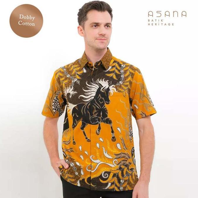 Kemeja Asana Batik Lengan Pendek Pacarejo - Kuning
