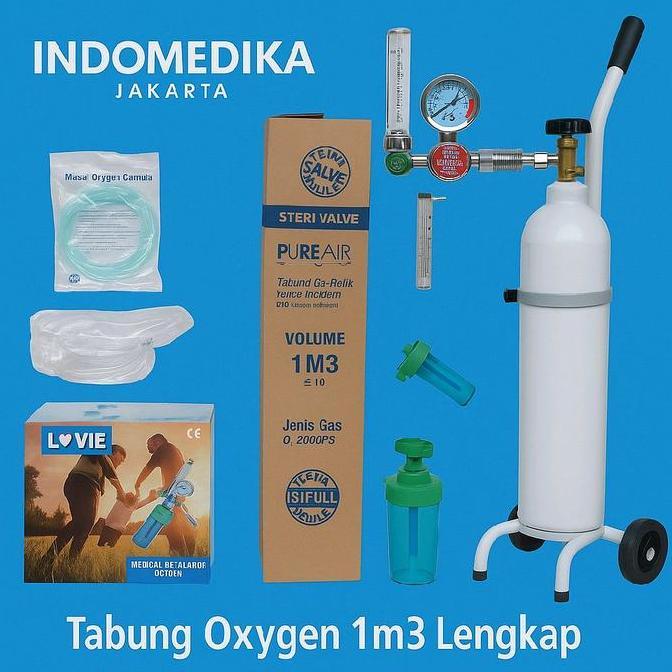 Tabung Oksigen 1M3 Lengkap / Tabung Medis / Tabung Set Oksigen 3In1