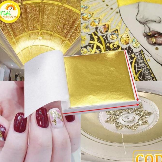 100 Lembar Gold Foil Leaf Gilding Handicrafts Kertas Foil Emas Gold