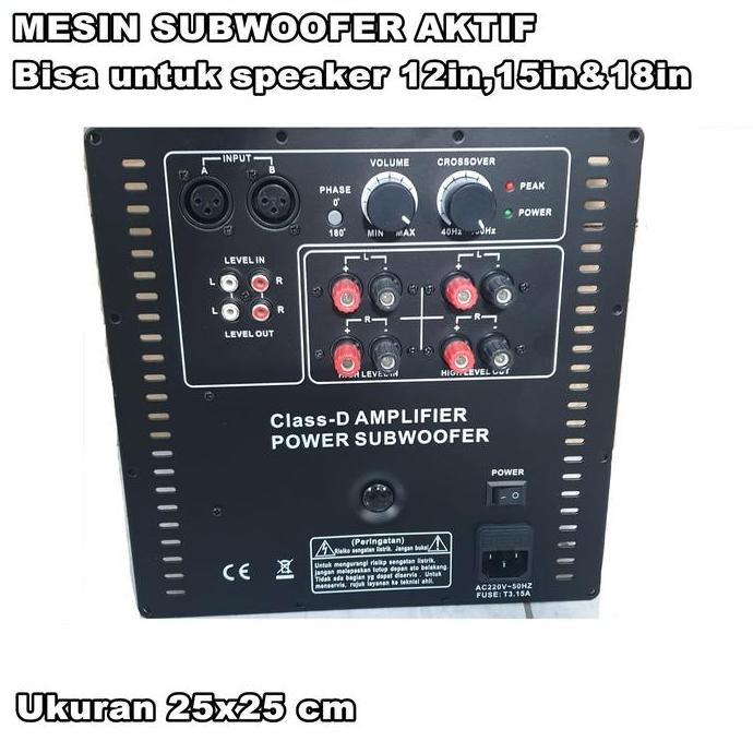 Produk Terbaru Power Kit Subwoofer Aktif 25X25 Cm Mesin Amplifier Ampli Sub Active Bisa 12Inch 15Inc