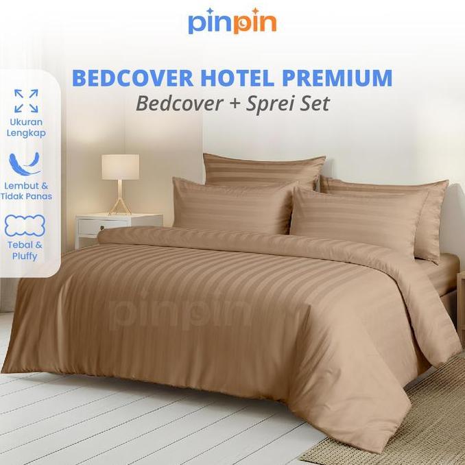 Bedcover Set Sprei Hotel Tensel Mocca - Ukuran Lengkap murah