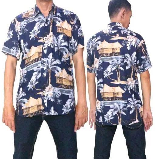 STYLE FASHION ASTRINA - Kemeja Rayon Lengan Pendek Motif Bunga Baju Pantai santai Hawai Kemeja Pria 