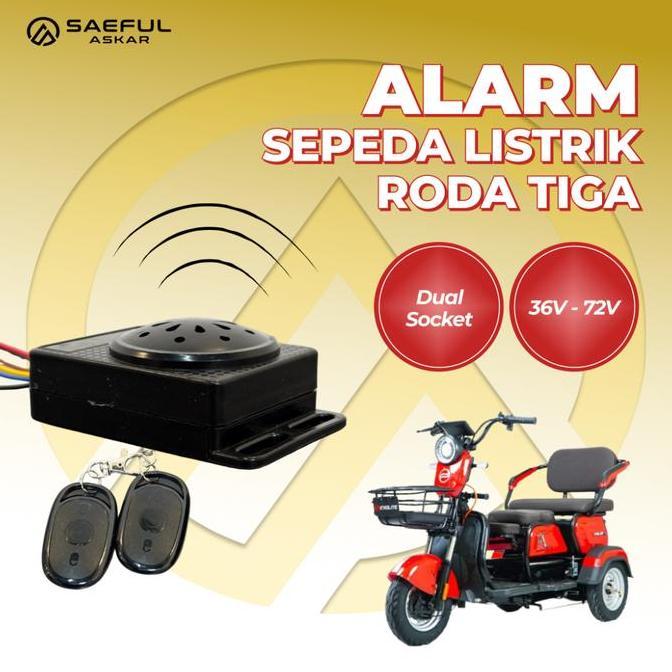Alarm Remote Sepeda Lstrik Roda 3 36V-72V Dual Socket