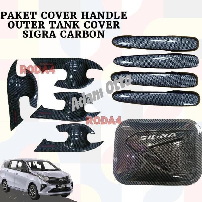 YOK DI ORDER] PAKET COVER HANDLE OUTER TANK COVER CALYA/SIGRA HITAM CARBON AKSESORIS PEGANGAN PINTU 