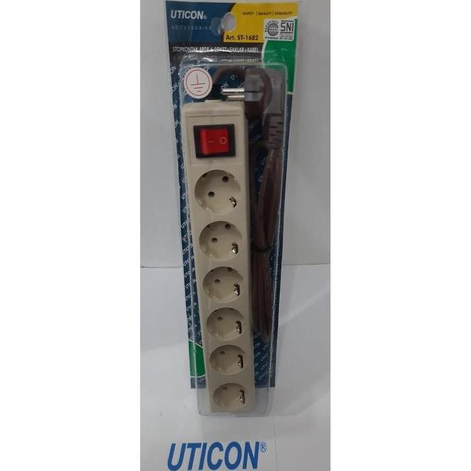 Stop Kontak Uticon 6 Lubang Saklar On-Off+ Kabel 1.5M St-1682