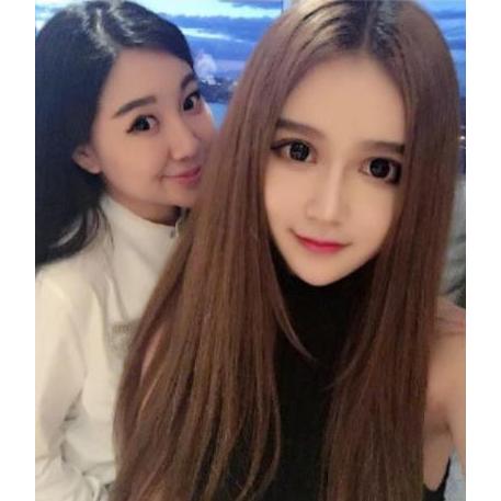 Rambut Palsu Wanita Lurus Panjang - Rambut Wig Coklat Hitam