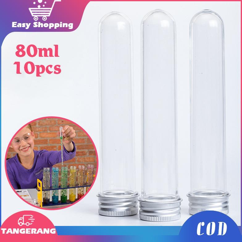 10 Pcs Tabung Reaksi Plastik 80ml Botol Tabung Plastik Tabung Souvenir Bunga Kering Dengan Tutup Alu