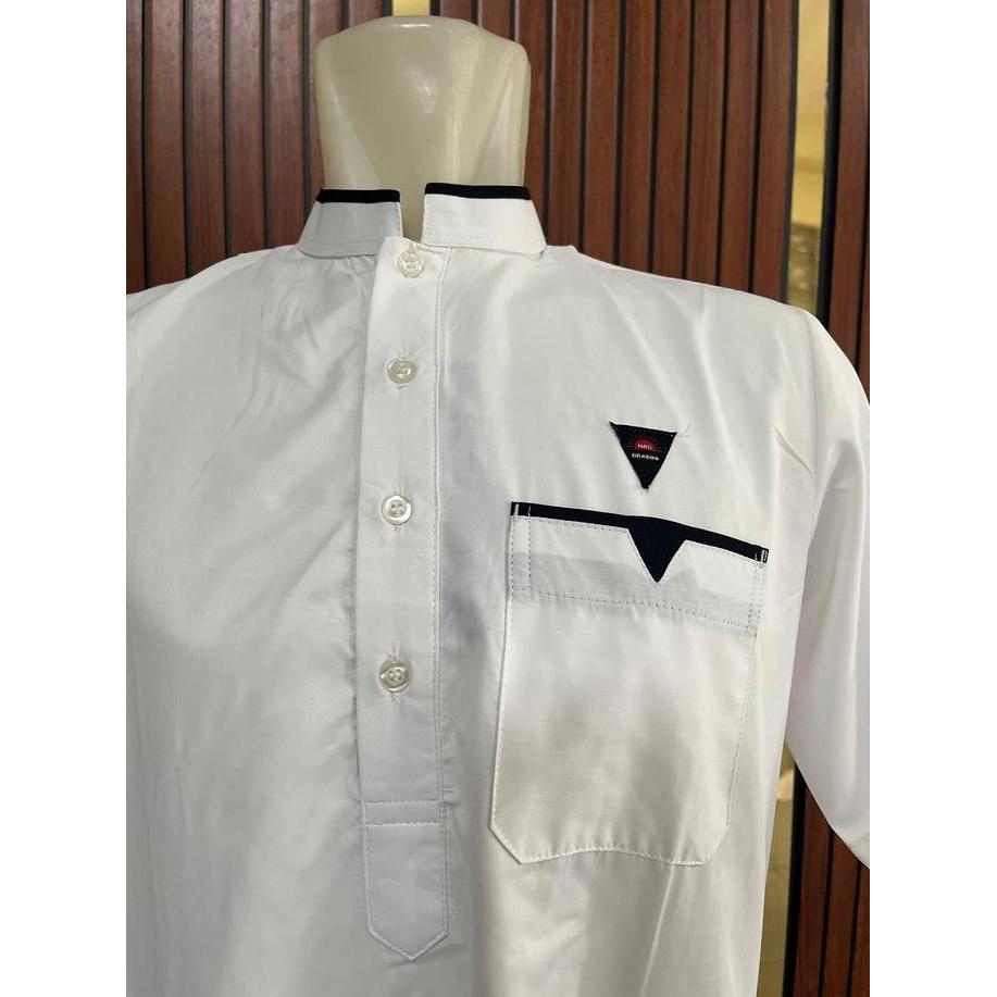 New Hasgradini-koko kurta warna putih motif strip hitam baju koko model india bahan katun viscose pr