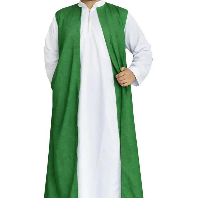 New Jubah Rompi Dewasa & Anak Satu Set Jubah Pria 2in1 Bahan Poly Metalyc & Bsy Poly Embos Warna Dal