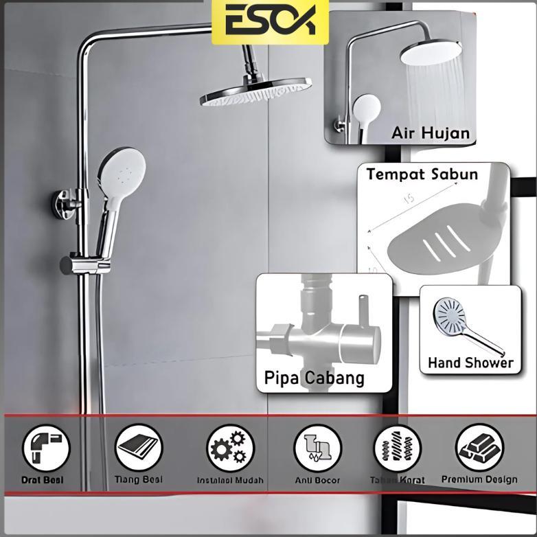 Shower mandi satu SET - Shower Silver - Shower Full Set - Shower Tiang Set Minimalis  - Paket Lengka