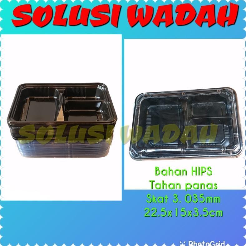 [50 SET] Mika Bento Sekat 3 HIPS - PET / Tray Bento 3 Sekat PET - HIPS / Box Bento