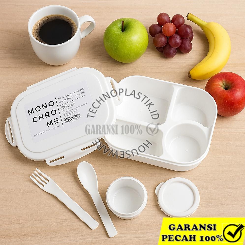 TECHNOPLAST Monochrome Bento Sealware / Kotak Bekal Dengan Wadah Sop Mini