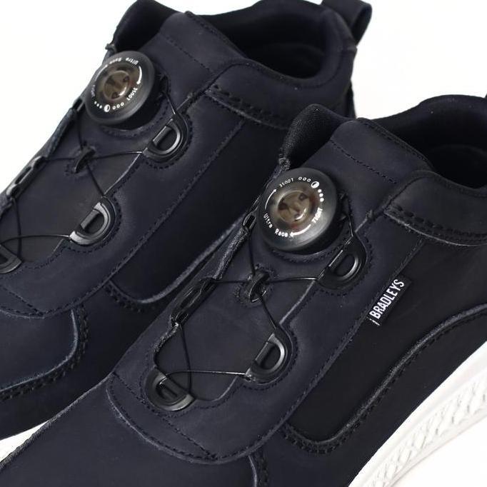 Bradleys Hero TP Sporty Black - Sepatu Kulit Sneakers Casual Pria Tali Putar