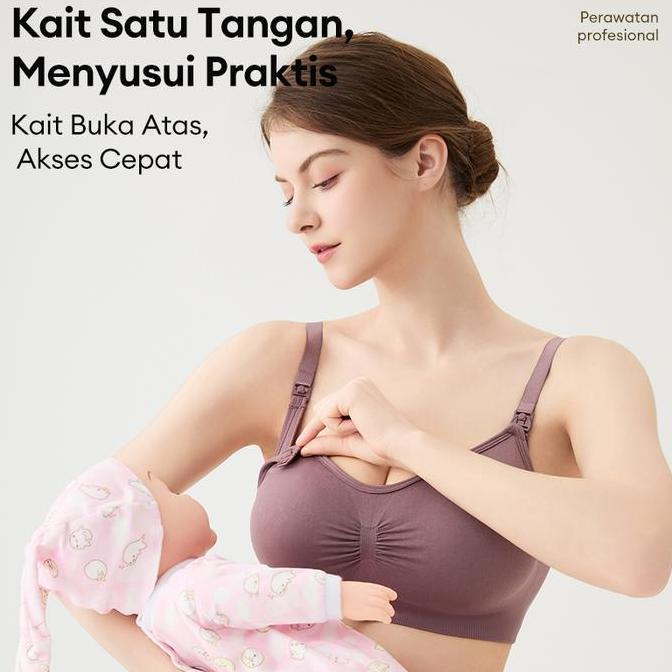 Promo Angelmommy Set Bra Bersalin Set Bra Menyusui Bra Tanpa Kawat Celana Dalam Bersalin Katun Nyama