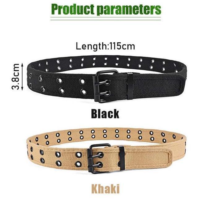 WALMERA Ikat Pinggang kanvas Wanita Pria Punk Style Ring Belt full lubang Belt Sabuk Fashion Korea B