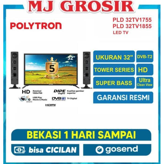 PROMO LED TV POLYTRON 32" 32TV / 32K70 / 32V 32 INCH USB MOVIE HD HDMI