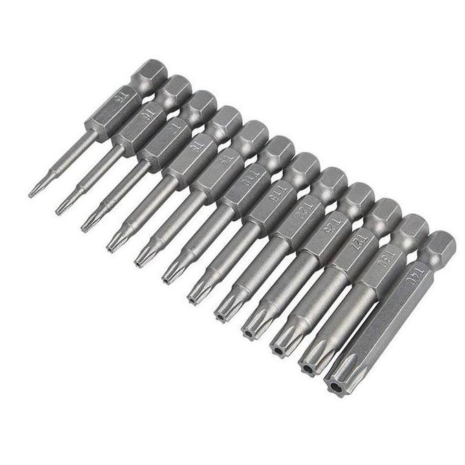 ARTHIONE 12pcs Mata Obeng Torx Bintang Set T5-T40 Mata Obeng Magnet Baja Untuk Alat Pertukangan Bits